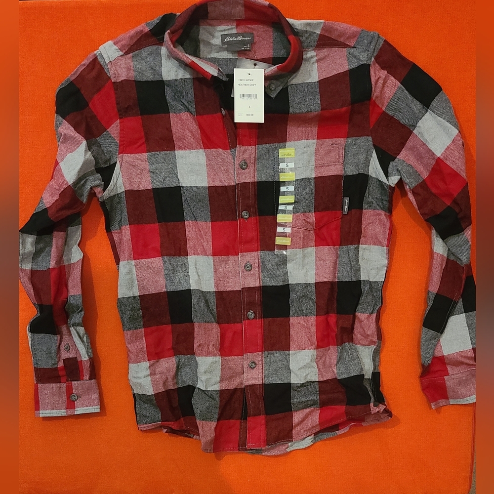Eddie Bauer Men's Small Flannel Shirt Long Sleeve Plaid